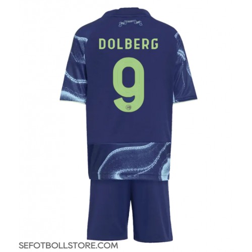 Ajax Kasper Dolberg #9 Replika babykläder Bortaställ Barn 2025-26 Kortärmad (+ korta byxor)